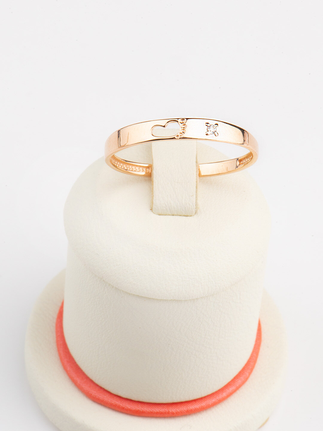 Кольцо VOROBYEVA, красное золото, 585 проба, фианит, размер 19, ширина 3 мм, красный — фото 1