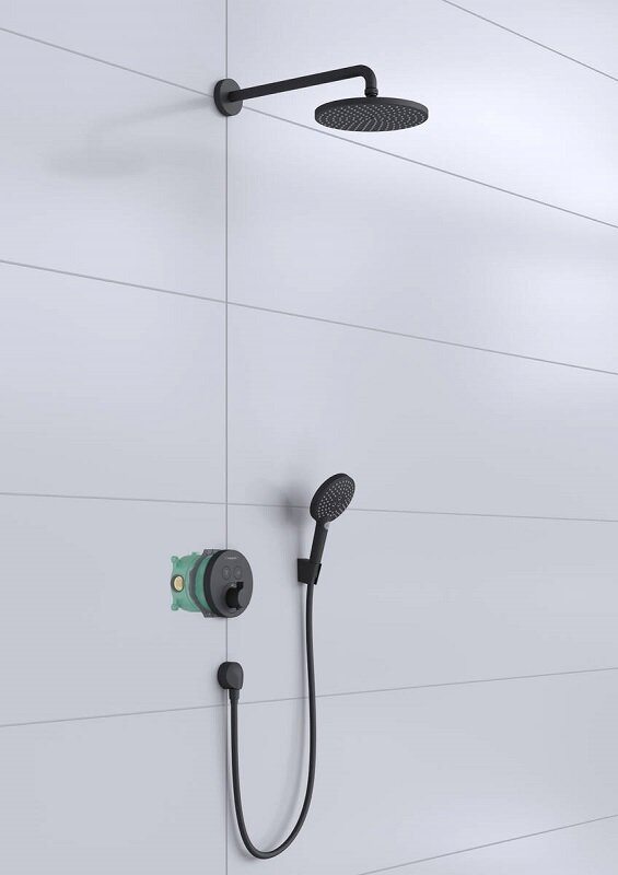 Душевая система hansgrohe Raindance S 240 1jet скрытого монтажа с термостатом 27959670, матовый черный - фото №3