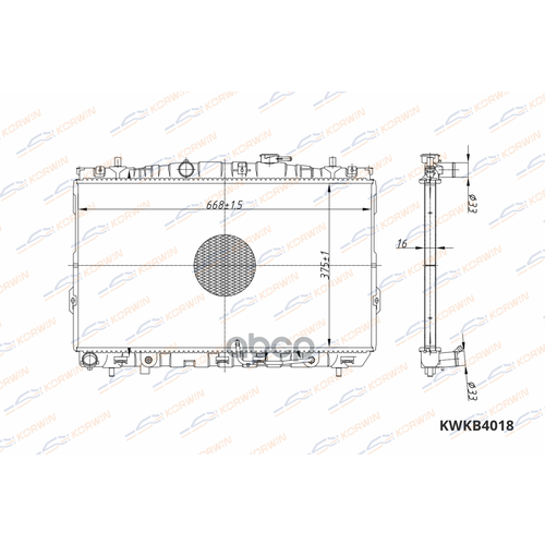 KORWIN KWKB4018 Радиатор охлаждения Hyundai Elantra (00-) AT (гарантия 2 года) паяный