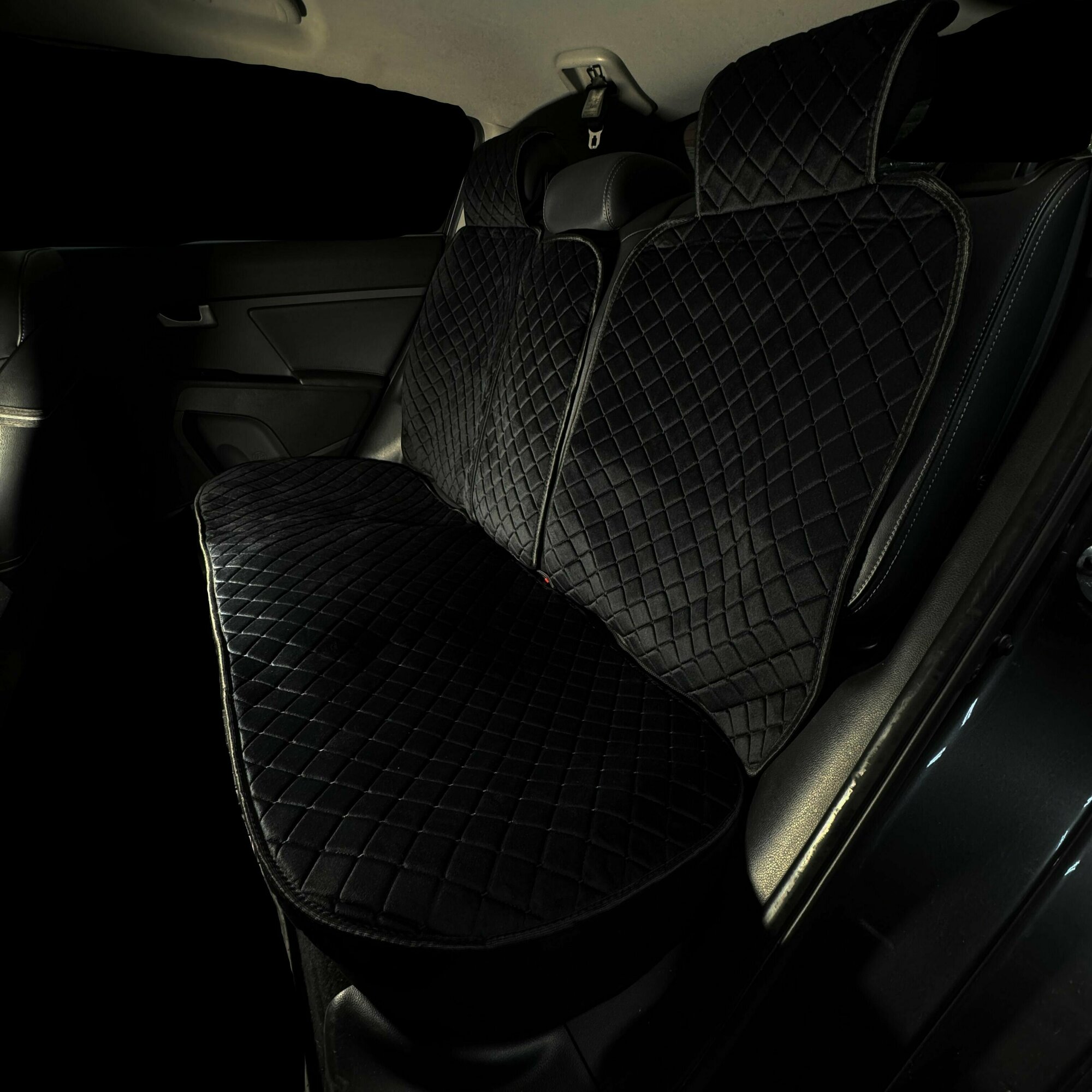 Накидки для Ниссан Сентра (2012 - 2017) седан / Nissan Sentra на задние сиденья G-Ultra, Велюр, Черный