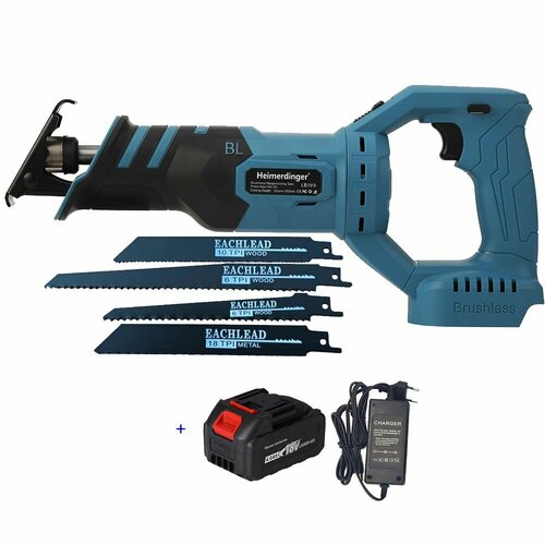 Бесщеточная сабельная пила с питанием от литиевой батареи Heimerdinger 18 В с одной батареей 40 Ач 7762₽