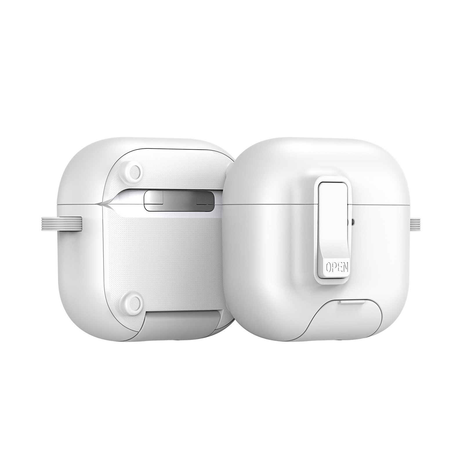 Чехол белого цвета с замком и подставкой для наушников AirPods 4, серия PECQ Series от Dux Ducis
