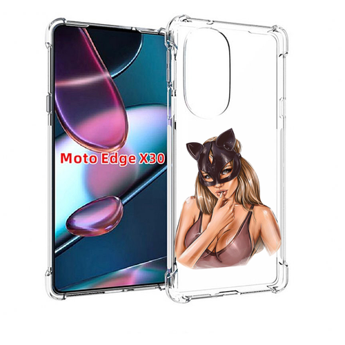 Чехол MyPads девушка-в-купальнике-с-маской-кошки женский для Motorola Moto Edge X30 задняя-панель-накладка-бампер