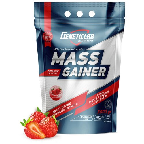 Гейнер MASS Gainer Клубника optimum system 100% mass gainer 1 кг клубника