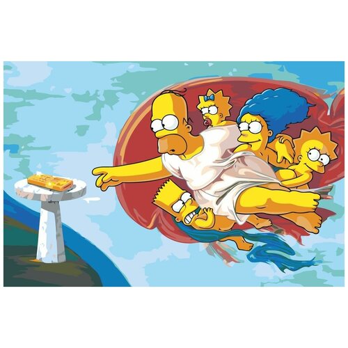 Картина по номерам на холсте на деревянном подрамнике Simpsons Симпсоны: Семья Арт, Раскраска 40x60 см, Мультфильмы картина по номерам на холсте на деревянном подрамнике simpsons симпсоны лиза барт и мэгги зимой раскраска 40x60 см мультфильмы