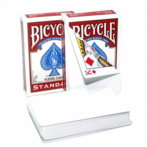 Игральные карты для фокусов Bicycle Standard Face Blank Back (стандартное лицо, пустая рубашка), красные bicycle карты pro poker peek