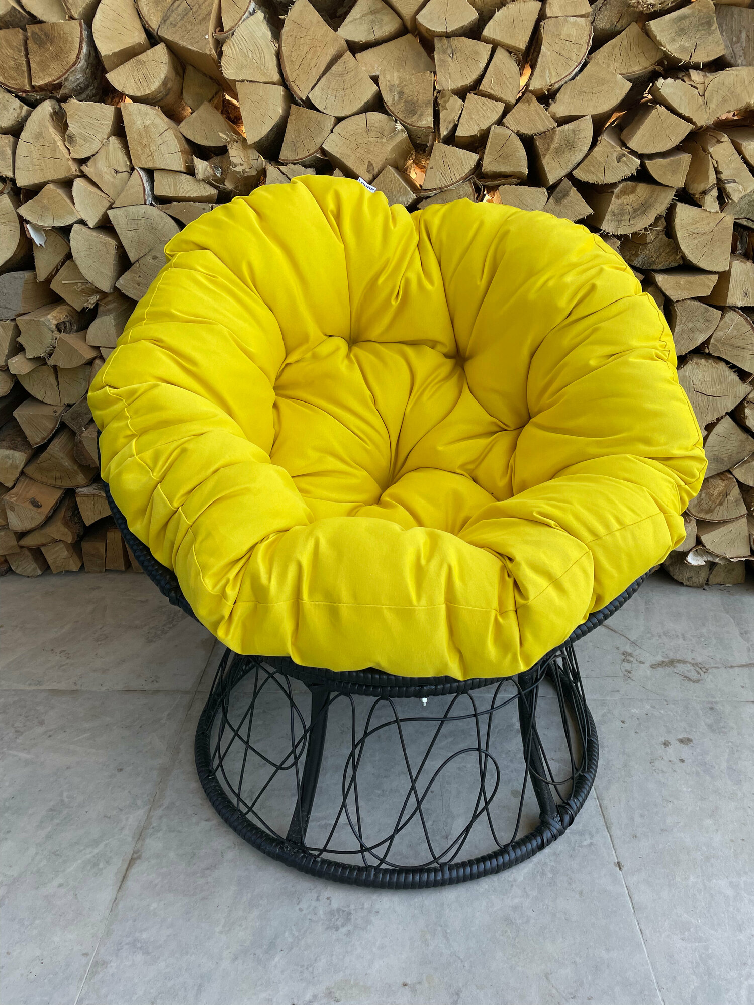 Подушка для подвесного кресла круглая 110 см Желтый - фотография № 4