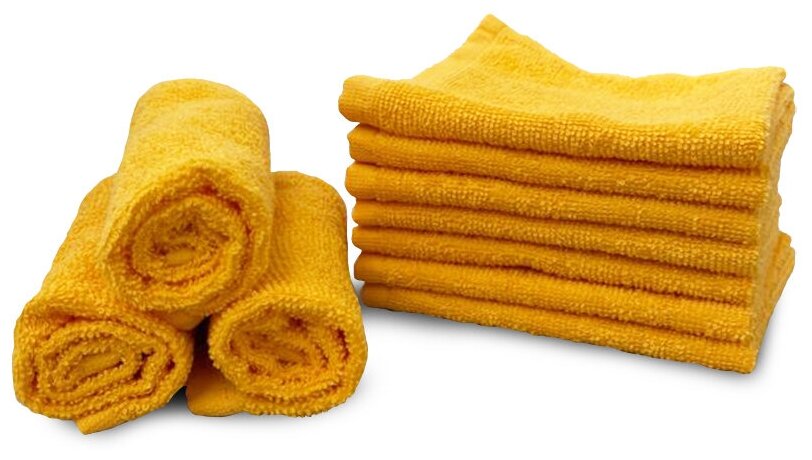 Комплект полотенец 10 штук, 100% хлопок, салфетки для детей, кухонные махровые полотенца, 30x30 см, ярко -желтый - фотография № 5