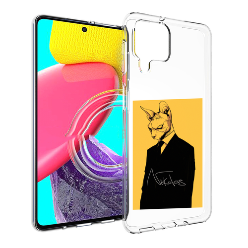 Чехол MyPads кот-в-смокинге-на-желтом-фоне для Samsung Galaxy M53 (SM-M536) задняя-панель-накладка-бампер