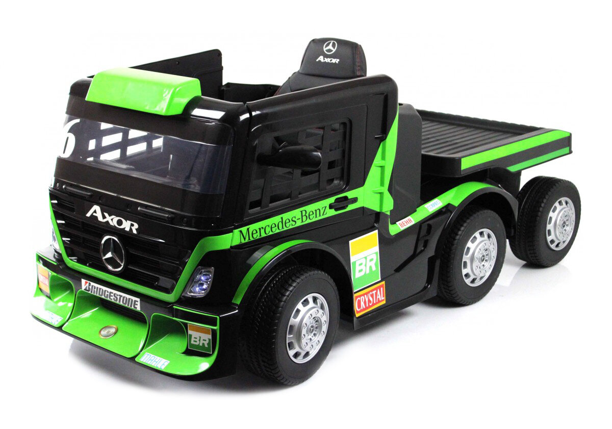 Детский электромобиль Mercedes-Benz Axor с прицепом (H777HH) зеленый (RiverToys)