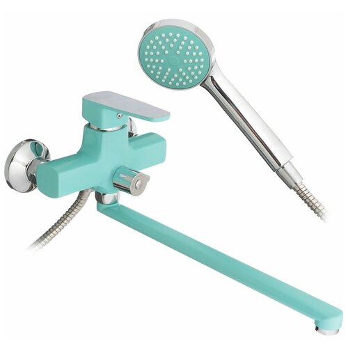 Смеситель для ванны Frud с изливом 35см и переключателем в корпусе, бирюзовый, однорукий, R22303