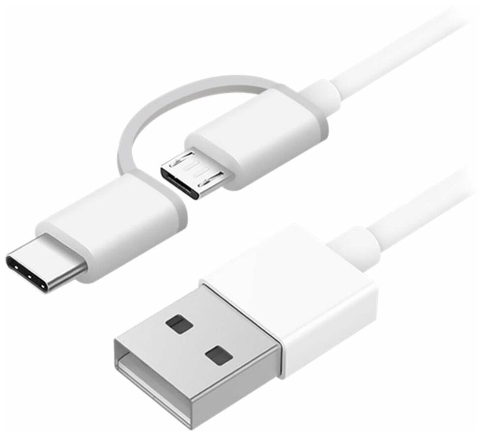 Кабель xiaomi 2in1 usb a--> micro usb/type c <100cm>