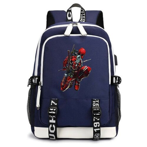 Рюкзак Дедпул (Deadpool) синий с USB-портом №4 рюкзак дедпул deadpool синий с usb портом 3