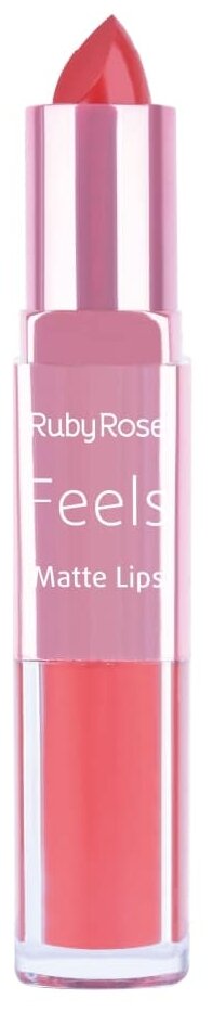 Ruby rose / Губная помада и Блеск для губ матовый ( жидкая ) Feels 2в1, HB-8608 оттенок 311