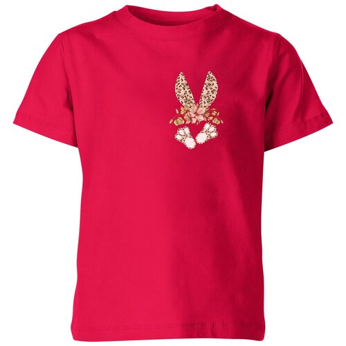 фото Детская футболка «милые заячьи уши. цветочный принт для детей» (140, темно-розовый) us basic