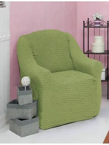 Чехол на кресло без оборки на резинке стрейч, чехол для кресла кровати универсальный без юбки 120х80см.