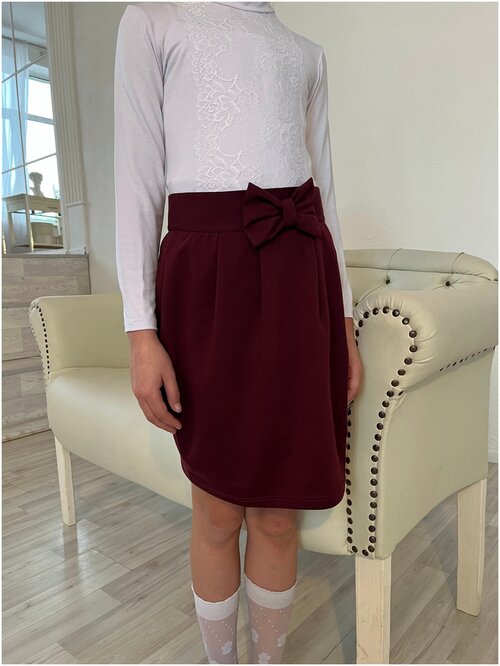 Школьная юбка-тюльпан радуга дети, размер 38/152, бордовый