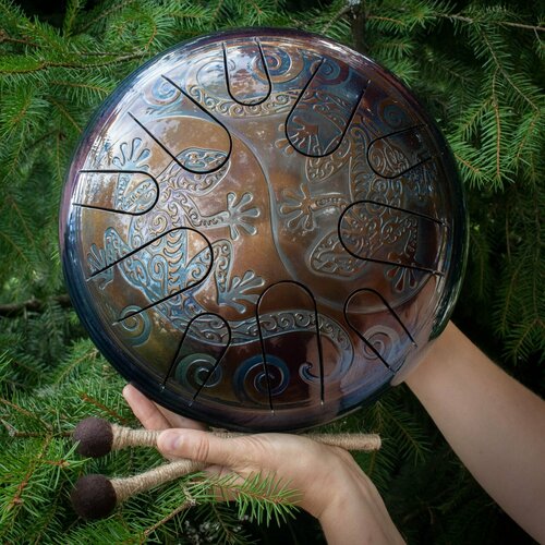 Глюкофон Ящерицы 30 см ShinySteelDrums / ханг / язычковый барабан / глюкофон