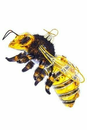 Ёлочная игрушка пчела, стекло, 10 см, Kurts Adler NB1455