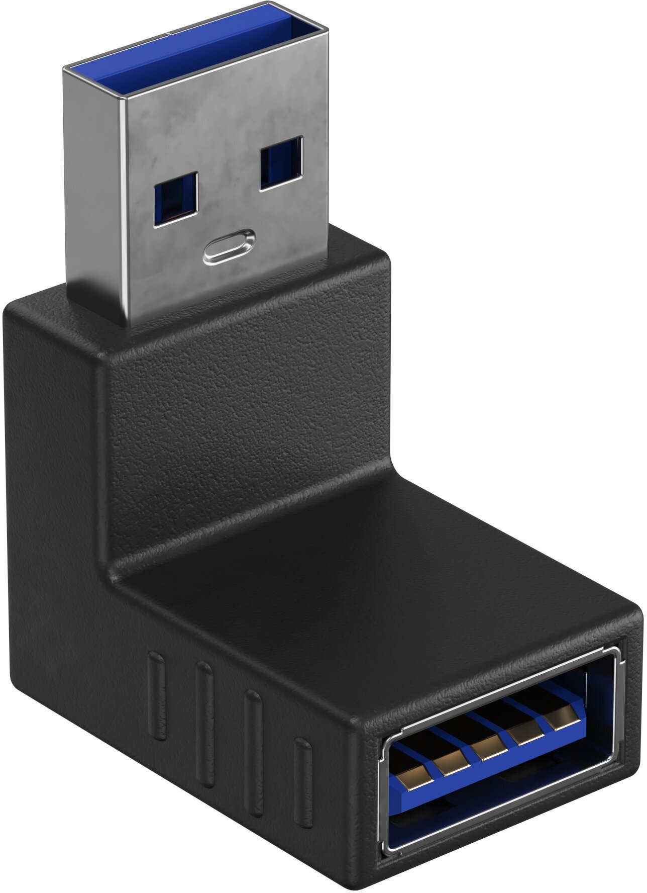Адаптер-переходник GSMIN RT-51 (угловой 90°) USB 3.0 (F) - USB 3.0 (M) (Черный)