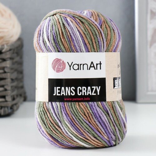 Пряжа Jeans crazy 55% хлопок, 45% акрил 160м/50гр (7207 фиолет-сир-зел.)