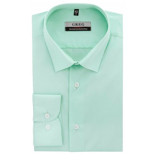 Рубашка мужская длинный рукав GREG 410/139/FR MINT/Z_GB, Полуприталенный силуэт / Regular fit, цвет Зеленый, рост 174-184, размер ворота 39