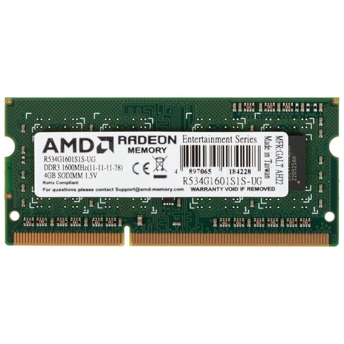 Оперативная память AMD SODIMM CL11 R534G1601S1S-UG модуль памяти patriot psd38g16002s ddr3 8гб 1600 so dimm ret