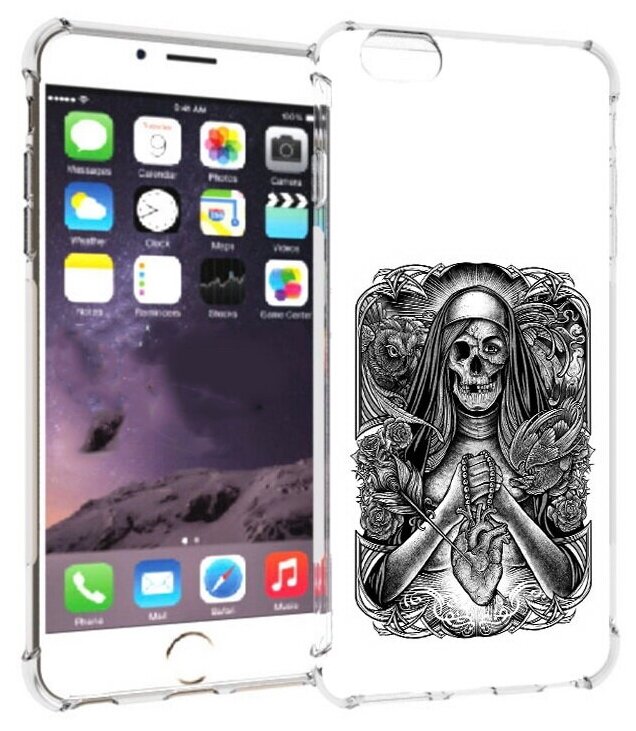 Чехол задняя-панель-накладка-бампер MyPads скелет с сердцем для iPhone 6 plus/ 6S plus 5.5 (Айфон 6/6С+ плюс) противоударный