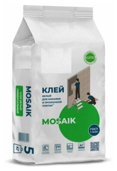 Клей для мозаики Mosaik 5 кг рекомендован для бассейнов работ на балконе фасаде и цоколе надежно прикрепит керамическую плитку керамогранит