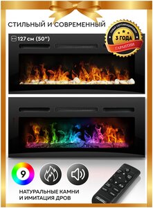 <b>Электрокамин</b> PLANTA PFP-INS050 MULTICOLOR, настенный/встраиваемый, 50" Электрический очаг PFP-INS050