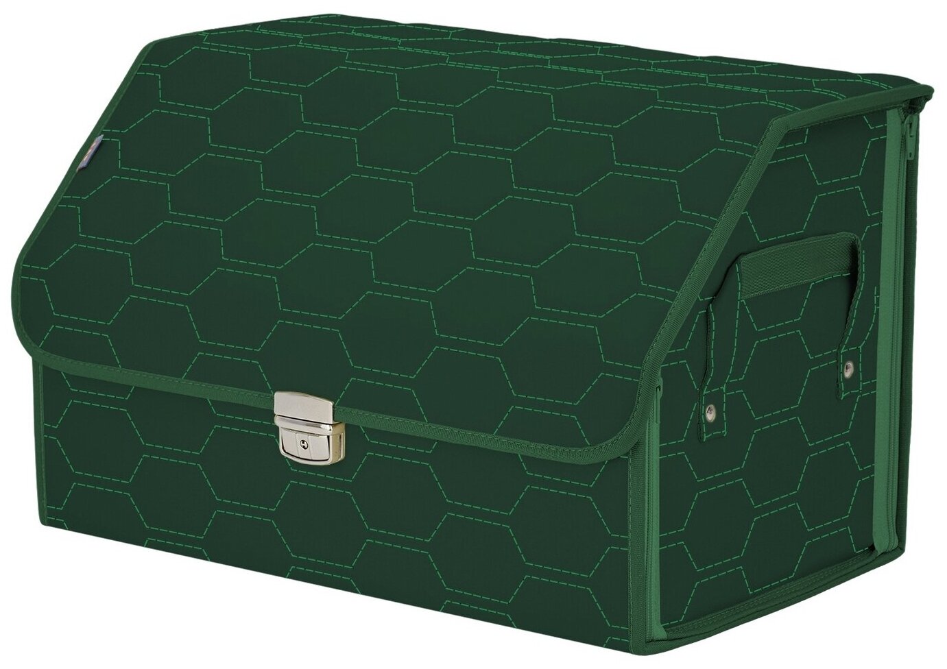 Органайзер-саквояж в багажник "Союз Премиум" (размер L). Цвет: зеленый с зеленой прострочкой Соты.