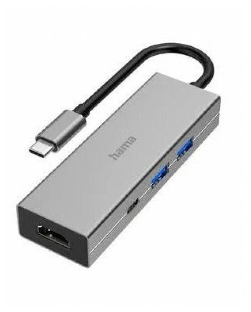 Разветвитель USB-C Hama H-200107 4порт серый 00200107