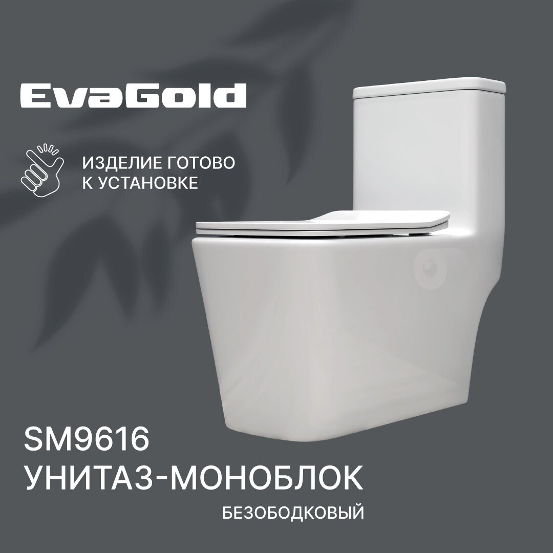 Унитаз напольный моноблок EvaGold SM 9616 с гофрой и подводкой