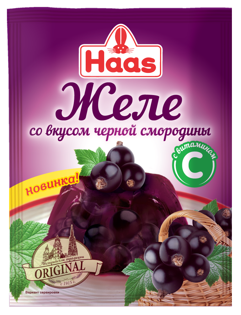 Желе десертное со вкусом черной смородины с витамином С Haas, 50г