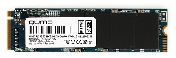 Накопитель SSD 512GB PCIe Gen3x4 NVMe 1.3 M2 2280 QUMO Novation TLC 3D SM2263XT R/W 2500/1900