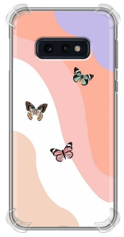 Дизайнерский силиконовый с усиленными углами чехол для Самсунг S10E / Samsung Galaxy S10e Бабочки принт