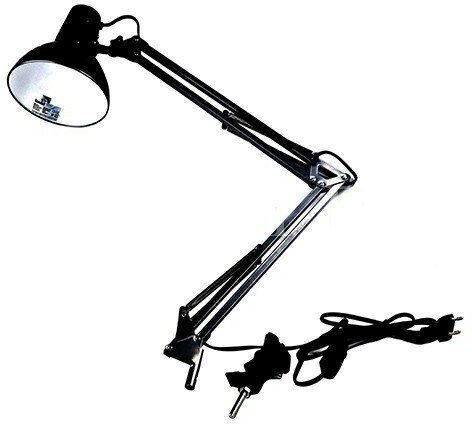 Лампа офисная Camelion Light Solution KD-312, E27, 60 Вт, цвет арматуры: черный, цвет плафона/абажура: черный