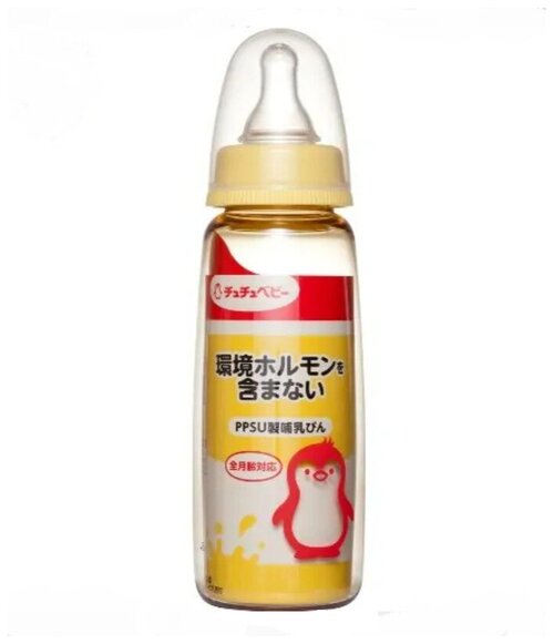 Пластиковая бутылочка с узким горлышком для кормления с силиконовой соской, CHU-CHU BABY 240 мл