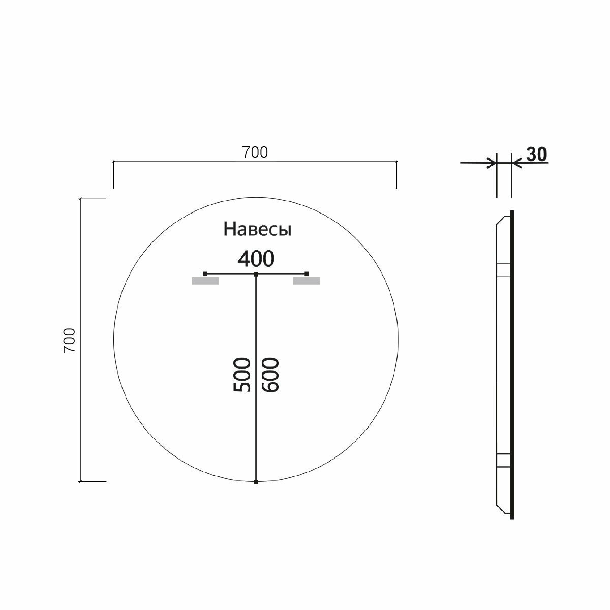 Зеркало Vincea LED 70х70 c сенсорным выключателем и диммером, антизапотевание (VLM-3DE700-2)