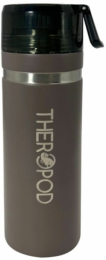 Термос для напитков THEROPOD TP-43 0.7L, нержавеющая сталь, крышка-чашка пластиковая, пробка винтовая, серый