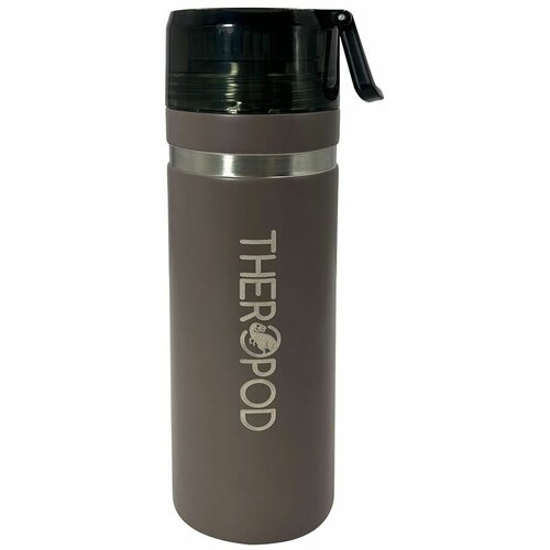 Термос для напитков THEROPOD TP-43 0.7L, нержавеющая сталь, крышка-чашка пластиковая, пробка винтовая, серый