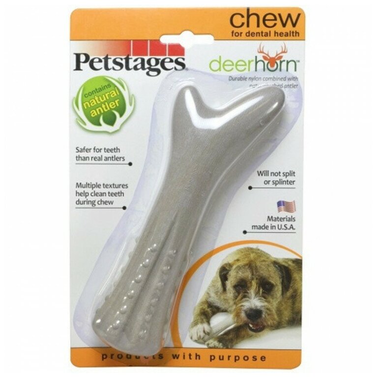 Petstages игрушка для собак Deerhorn, с оленьими рогами 16 см средняя - фотография № 14