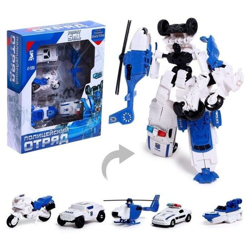 Набор роботов «Полицейский отряд», 5 трансформеров, собираются в 1 робота набор роботов полицейский отряд 5 трансформеров собираются в 1 робота 6831457