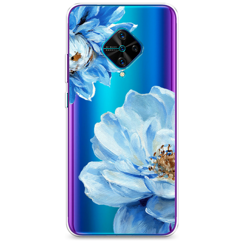 Силиконовый чехол на Vivo Y9s / Виво Y9s Голубые клематисы, прозрачный чехол на vivo y9s виво y9s прозрачный