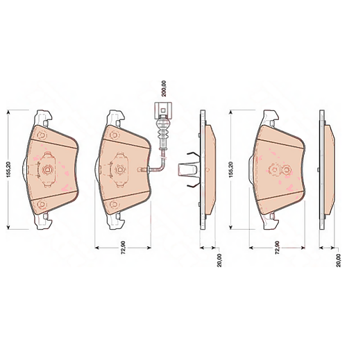 Колодки Пер.Audi A3 1.2 Tsi 10-12 TRW арт. GDB1809
