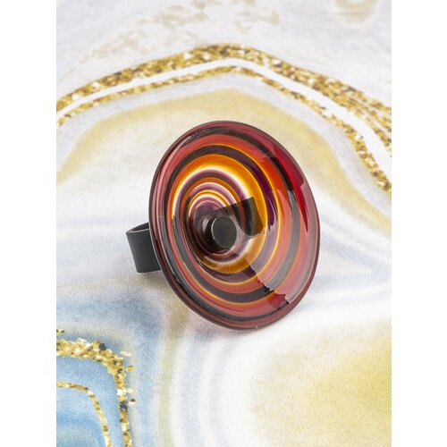 Кольцо, муранское стекло, размер 18, черный