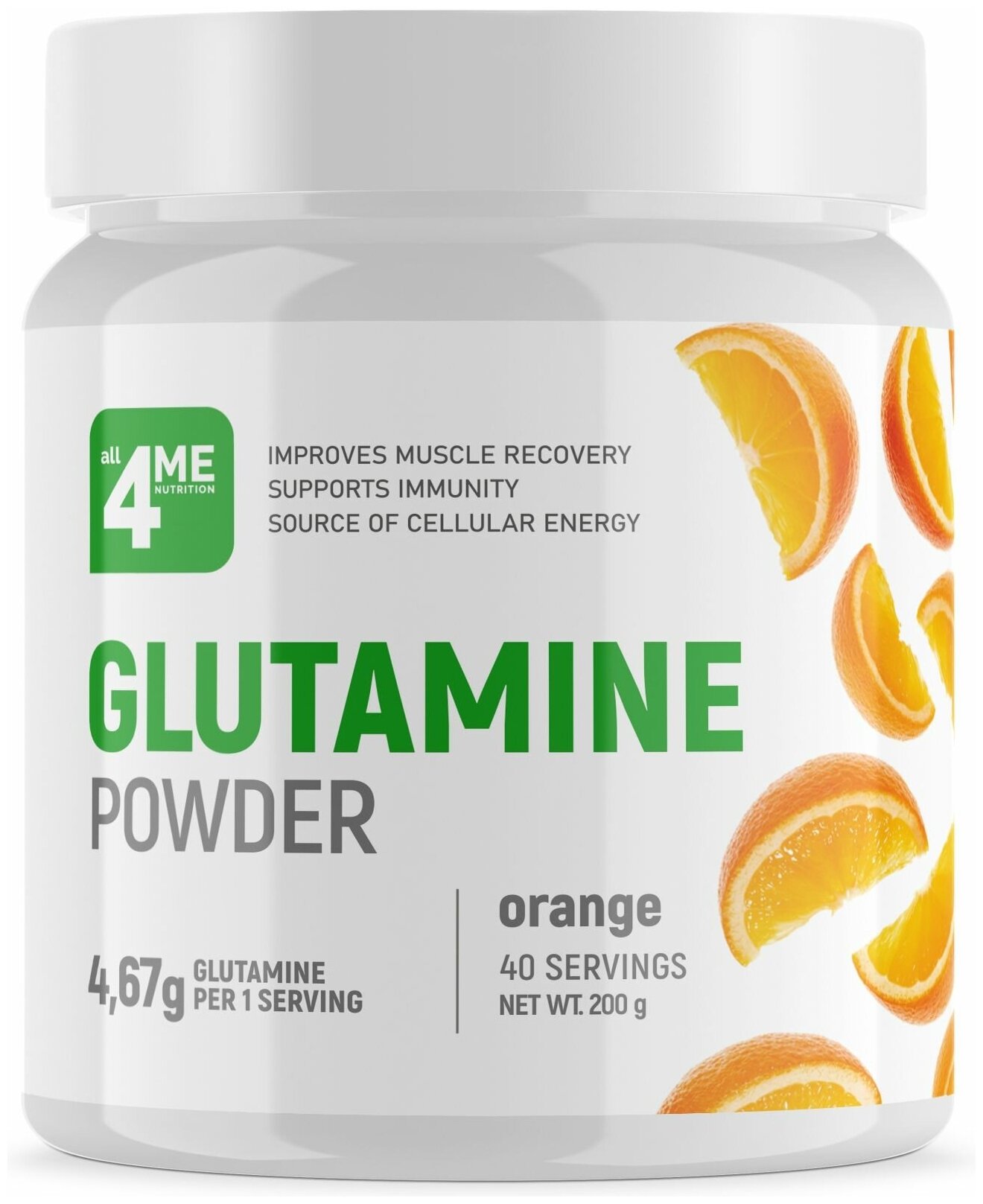 L-Glutamine 4Me Nutrition Glutamine 200 г, Апельсин