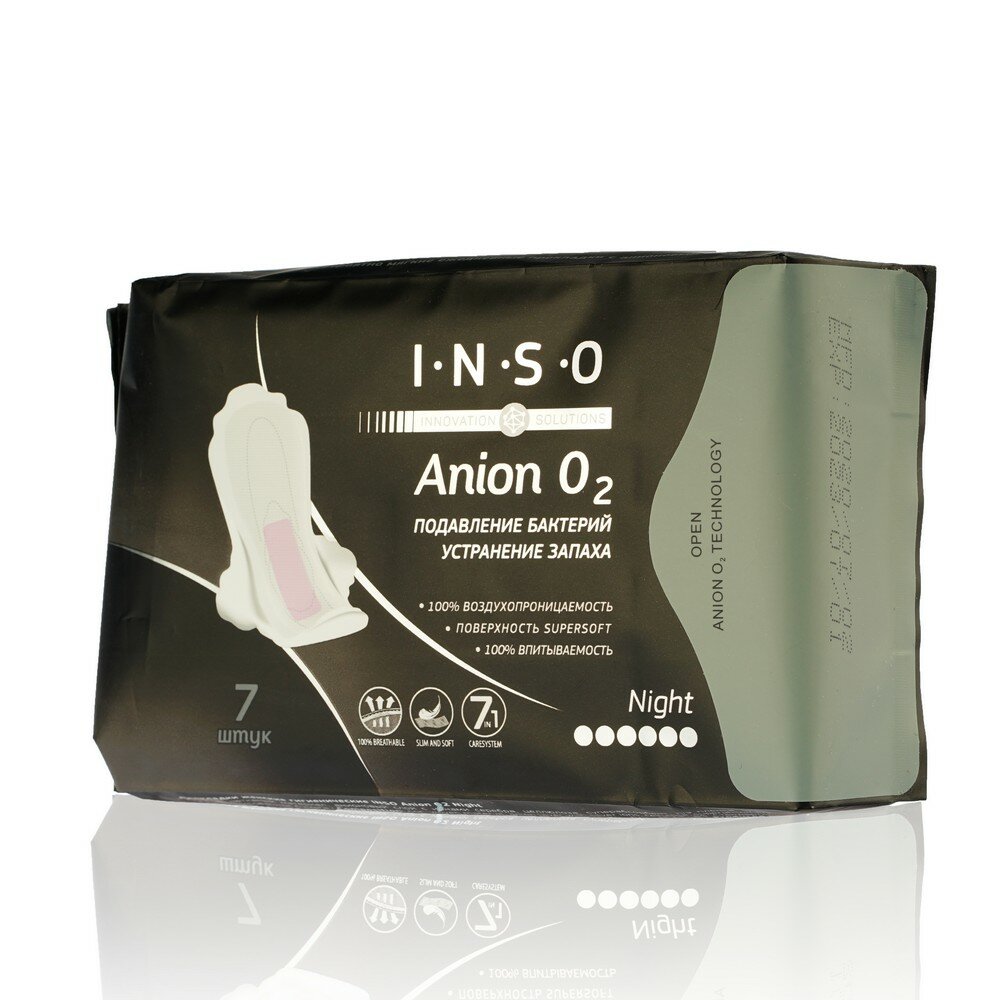 Женские прокладки INSO Anion O2 Night с анионовым слоем 7шт