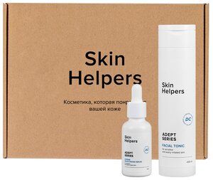 Skin Helpers ADEPT Набор Подарочный: Тоник для лица очищающий гипоаллергенный 200 мл, Интенсивно увлажняющая сыворотка-концентрат для чувствительной кожи 30 мл