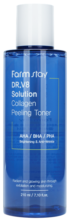 Тонер обновляющий укрепляющий с коллагеном и AHA/BHA/PHA кислотами / DR. V8 SOLUTION HYALURONIC 210 мл